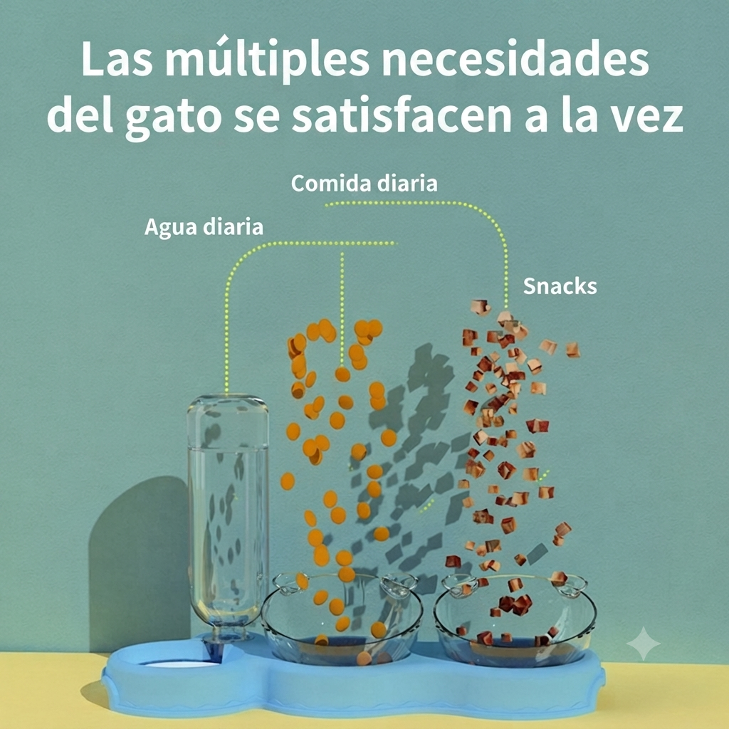 Comedero doble y bebedero automático para perros y gatos