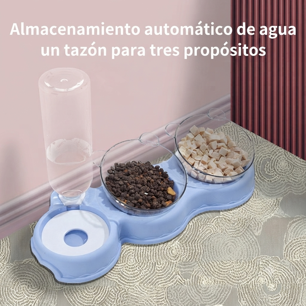 Comedero doble y bebedero automático para perros y gatos