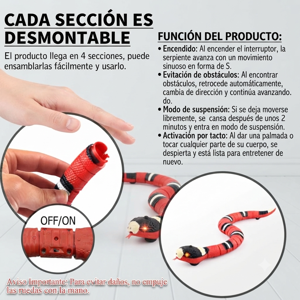 Serpiente de juguete usb interactiva para gatos