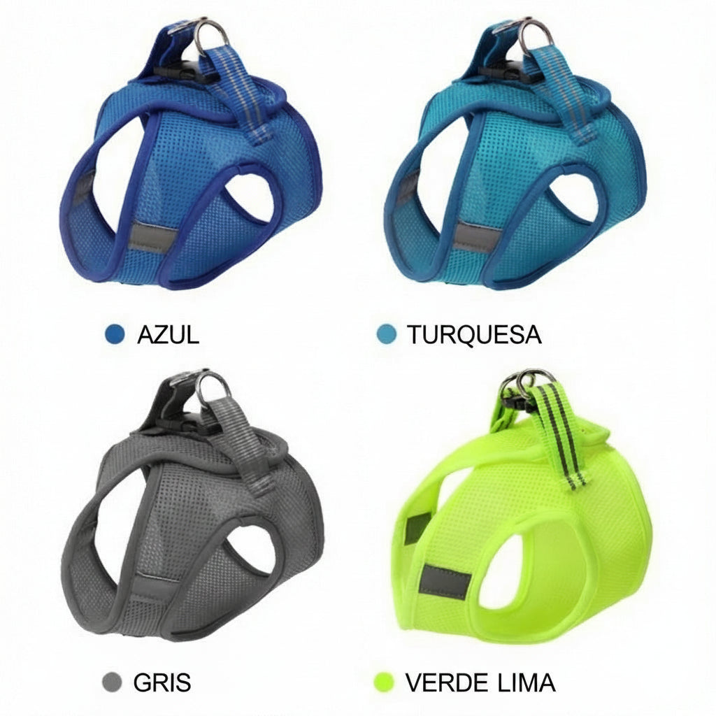 Arnés de tracción antigolpes con velcro para gatos